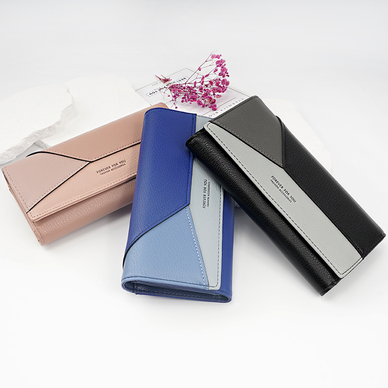 HOT SELLING GEOMETRIC SHAPES LADY WALLET LONG TRI-FOLD ZIPPER CLUTCH WALLET