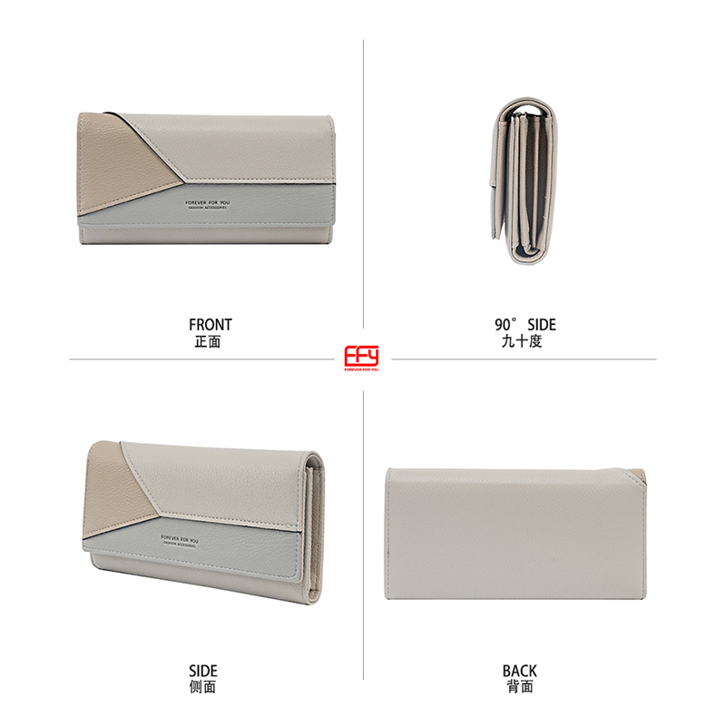 HOT SELLING GEOMETRIC SHAPES LADY WALLET LONG TRI-FOLD ZIPPER CLUTCH WALLET