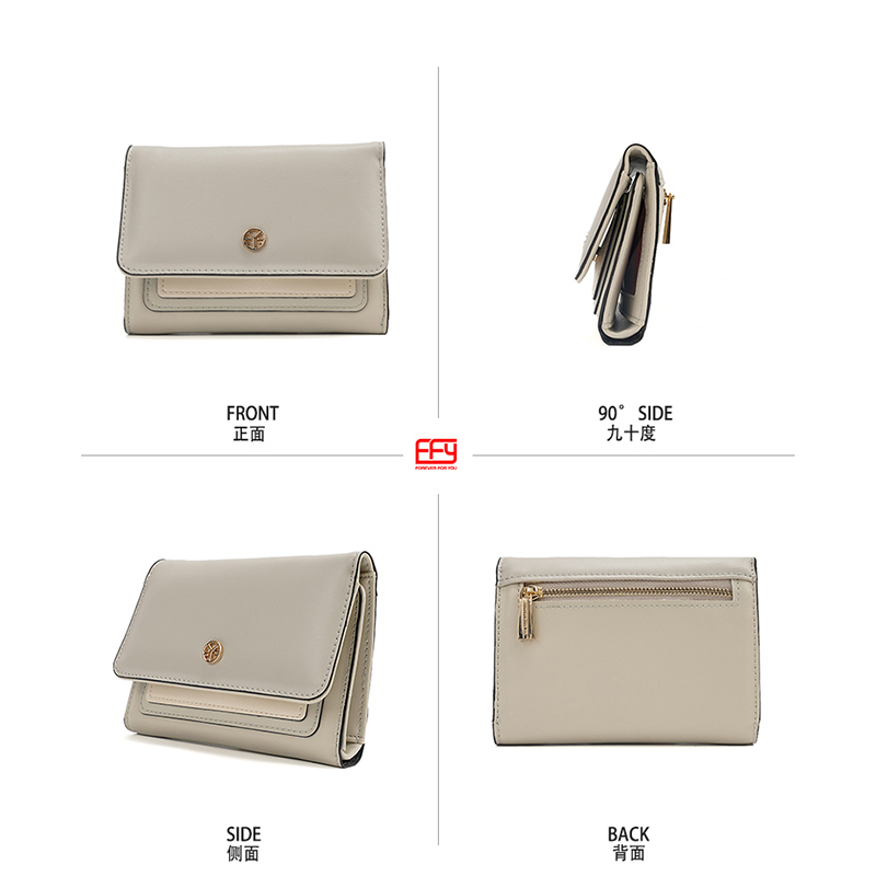 LEISURE LADY CLUTCH WALLET MIX COLOR DESIGN WOMEN ZIPPER SHORT PU WALLET