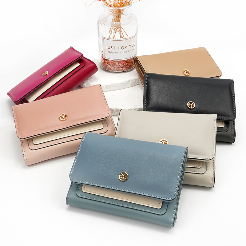 LEISURE LADY CLUTCH WALLET MIX COLOR DESIGN WOMEN ZIPPER SHORT PU WALLET